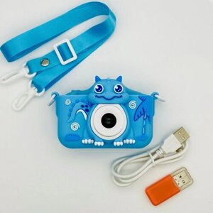 Детский цифровой фотоаппарат Динозавр ударопрочный 48Мп камера 1080p Full-HD высокого качества со встроенной памятью, фотоаппарат для детей с играми и селфи, подарок для мальчиков