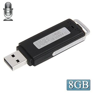 Диктофон с встроенной памятью 8 GB, запись до 15 часов при полном заряженном аккумуляторе, черный