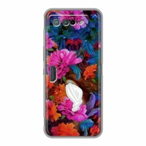 Дизайнерский силиконовый чехол для асус Рог Фон 7 / 7 Ультимейт / ASUS ROG Phone 7 Девушка и цветы