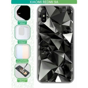 Дизайнерский силиконовый чехол для Редми 9А / Xiaomi RedMi 9A Черные кристаллы