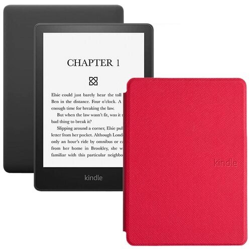 Электронная книга Amazon Kindle PaperWhite 2021 16Gb black Ad-Supported с обложкой ReaderONE PaperWhite 2021 Red