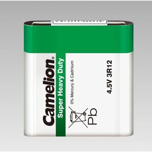 Элемент питания солевой "квадрат" R 3R12 (блист 1шт), CAMELION 3R12-SP1G (12 шт.)