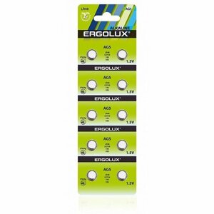 Ergolux AG 5 BL-10 (AG5-BP10, LR48 /LR754 /193 /393 батарейка для часов) (упак. 10 шт. цена за 1 упак.