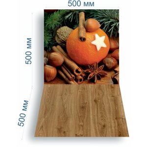 Фотофон 2D для предметной съемки (стена-пол) из пластика 4мм безбликовый 50*50 см - новогодний-2