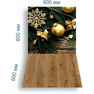 Фотофон 2D для предметной съемки (стена-пол) из пластика 4мм безбликовый 60*60 см - новогодний-1