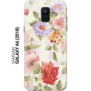 GOSSO Ультратонкий силиконовый чехол-накладка для Samsung Galaxy A6 (2018) с принтом "Нежные цветы"