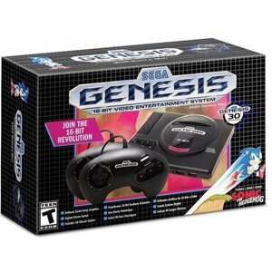 Игровая приставка 16 bit Sega Genesis Mini + 42 встроенных игр + 2 геймпада (Черная) USA Оригинал