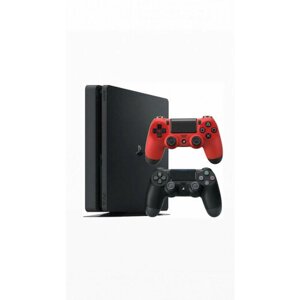 Игровая приставка Sony PlayStation 4 Slim 500 ГБ HDD, без игр, черный+2-й геймпад (красный)