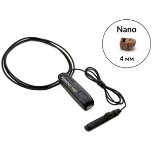 Капсульный микронаушники Nano 4 мм и беспроводная гарнитура Bluetooth Basic с выносным микрофоном, кнопкой подачи сигнала, кнопкой ответа и перезвона, 3 часа в режиме активного разговора