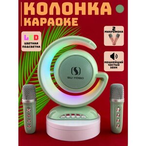 Караоке-система с LED-подсветкой и двумя микрофонами зеленый