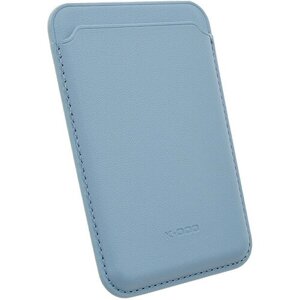 Картхолдер Magsafe Кожаный (Leather Co) для Apple iPhone 12 mini-Небесно-Голубой