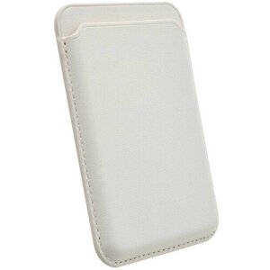 Картхолдер Magsafe Кожаный (Leather Co) для Apple iPhone 12 Pro Max-Белый