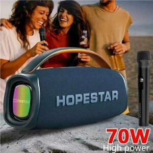 Колонка беспроводная "Hopestar" A40 с микрофоном / Bluetooth-колонка мощностью 70 Вт. Цвет: синий