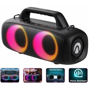 Колонка портативная с красочной подсветкой AirAux AA-DH1 RGB Party Speaker, 50 Вт, TWS, Bluetooth V5.1 - Черная