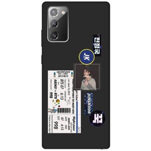 Матовый чехол BTS Stickers для Samsung Galaxy Note 20 / Самсунг Ноут 20 с 3D эффектом черный