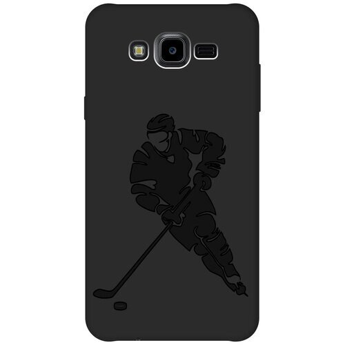 Матовый чехол Hockey для Samsung Galaxy J7 Neo / Самсунг Джей 7 Нео с эффектом блика черный