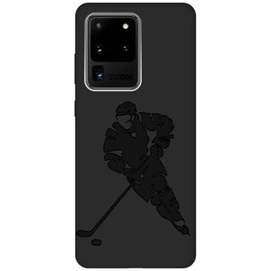Матовый чехол Hockey для Samsung Galaxy S20 Ultra / Самсунг С20 Ультра с эффектом блика черный