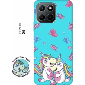 Матовый чехол Unicorns and Candies для Honor X6 / X8 5G / Хонор Х6 / Х8 5Г с 3D эффектом мятный