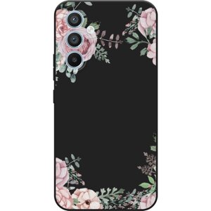 Матовый силиконовый чехол на Samsung Galaxy A54 / Самсунг Галакси A54 Нежные розы акварель, черный