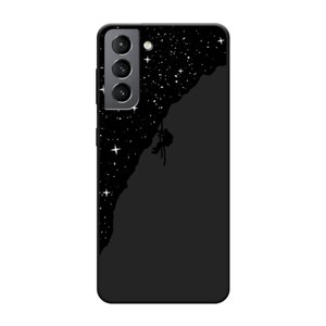 Матовый силиконовый чехол на Samsung Galaxy S21 / Самсунг S21 Скалолаз в космосе, черный