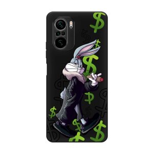 Матовый силиконовый чехол на Xiaomi Poco F3 / Сяоми Поко Ф3 Rich Bugs Bunny, черный