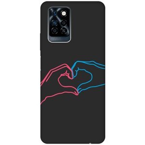 Матовый Soft Touch силиконовый чехол на Infinix Note 10 Pro NFC / Инфиникс Нот 10 Про с 3D принтом "Fall in Love" черный