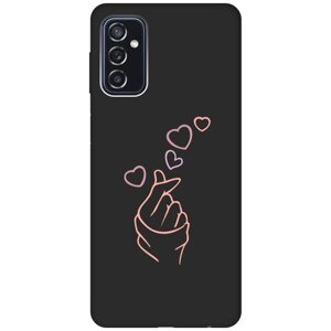 Матовый Soft Touch силиконовый чехол на Samsung Galaxy M52 5G, Самсунг М52 с 3D принтом "K-Heart" черный