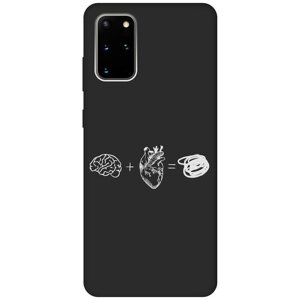 Матовый Soft Touch силиконовый чехол на Samsung Galaxy S20+Самсунг С20 Плюс с 3D принтом "Brain Plus Heart W" черный