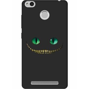 Матовый Soft Touch силиконовый чехол на Xiaomi Redmi 3 Pro, Сяоми Редми 3 Про с 3D принтом "Cheshire Cat" черный