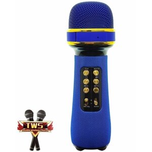 Микрофон беспроводной (Bluetooth, динамики, USB) WSTER WS-898 Синий