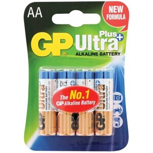 Набор батареек "GP Ultra Plus", AA (LR06, 15А), алкалиновых, 4 штуки
