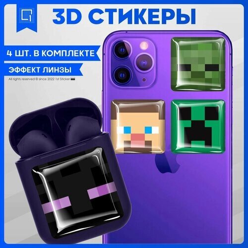 Наклейки на телефон 3D Стикеры Minecraft