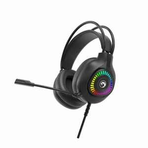 Наушники H8325, игровые, полноразмерные, микрофон, USB + 3,5 мм, 2 м, RGB, чёрные