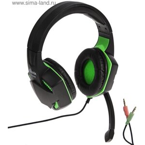 Наушники RH-560M Gaming, игровые, полноразмерные, микрофон,3.5мм, 1.8 м, черно-зеленые