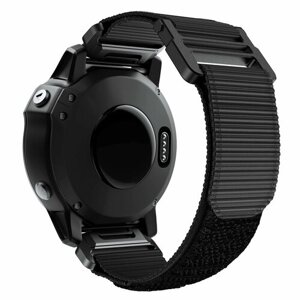 Нейлоновый эластичный ремешок 22 мм для Garmin Fenix 7/Fenix 6 Pro/Forerunner 935/945 с креплением - черный