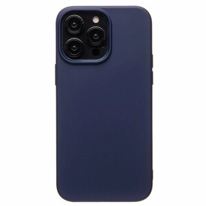 Однотонный силиконовый чехол для Apple iPhone 14 Pro Max / с soft touch покрытием /темно-синий