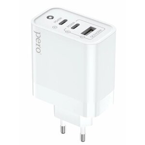 PERO Сетевое зарядное устройство TC17, USB-A QC 3.0 + 2USB-C PD, 65W white (Белый)