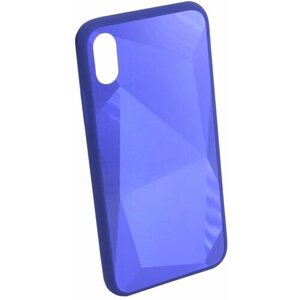 Пластиковый чехол "Битое стекло" с бампером в цвет iPhone XS Max Синий