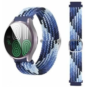 Плетеный нейлоновый ремешок для часов Galaxy Watch 3 45 мм/huawei watch GT2 46 /Gear S3, Amazfit GTR 47 мм Эластичный тканевый. голубой. 22 мм.