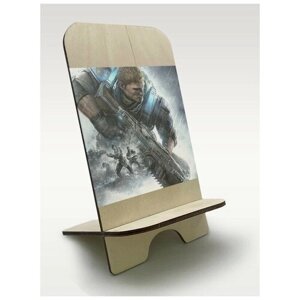 Подставка, держатель для телефона из дерева c рисунком, принтом УФ Игры Gears Of War 4 ( PS, Xbox, PC, Switch) - 2262