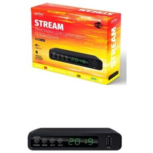 Приставка DVB-T2/C perfeo "stream" для цифр. TV, wi-fi, IPTV, HDMI, 2 USB, dolbydigital, пульт ду