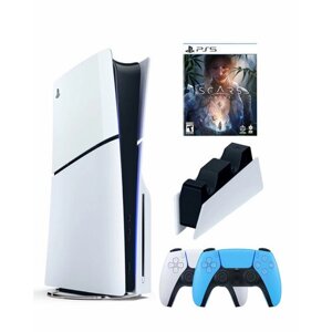 Приставка Sony Playstation 5 slim 1 Tb+2-ой геймпад (голубой)+зарядное+Scars
