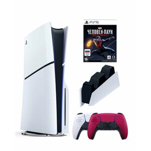 Приставка Sony Playstation 5 slim 1 Tb+2-ой геймпад (красный)+зарядное+Человек Паук
