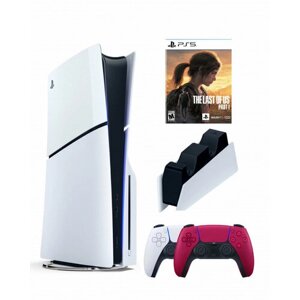 Приставка Sony Playstation 5 slim 1 Tb+2-ой геймпад (красный)+зарядное+Один из нас