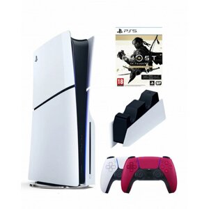 Приставка Sony Playstation 5 slim 1 Tb+2-ой геймпад (красный)+зарядное+Призрак Цусимы