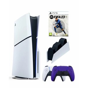 Приставка Sony Playstation 5 slim 1 Tb+2-ой геймпад (пурпурный)+зарядное+Fifa 23