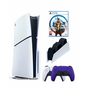 Приставка Sony Playstation 5 slim 1 Tb+2-ой геймпад (пурпурный)+зарядное+Мортал 1