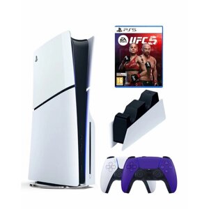 Приставка Sony Playstation 5 slim 1 Tb+2-ой геймпад (пурпурный)+зарядное+UFC5