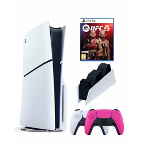Приставка Sony Playstation 5 slim 1 Tb+2-ой геймпад (розовый)+зарядное+UFC 5