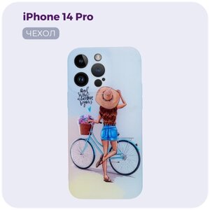Противоударный чехол для Apple iPhone 14 Pro (Эпл Айфон 14 Про) для девочек. Накладка / бампер (чехол женский) с защитой камеры